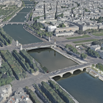 Fluctuart un bâtiment flottant au pied du pont des Invalides en plein coeur du 7ème arrondissement de Paris ©Seine Design